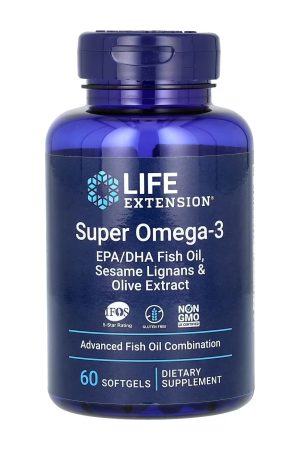 Super Omega-3 EPA/DHA Fish Oil Sesame Lignans & Olive Extract - 60 softgels