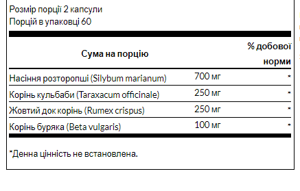 Milk Thistle Dandelion-Yellow Dock - 120 cap - Зображення 2