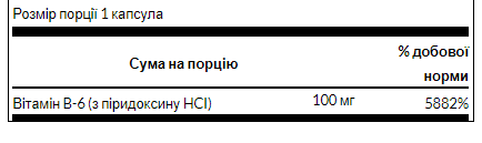 B6 Pyridoxine 100mg - 100caps - Зображення 2