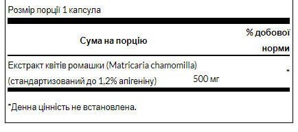 Chamomile Flower Extract Standardized Apigenin 500 mg - 60caps - Зображення 2