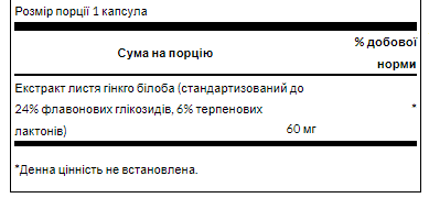 Ginkgo Biloba Extract 60mg - 30caps - Зображення 2