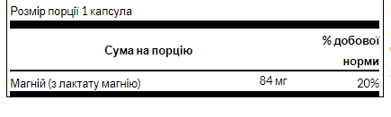 Magnesium Lactate 84mg - 120caps - Зображення 2