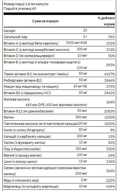 Multi whithout Iron - High potency - 120 sgels - Зображення 2