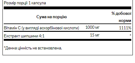 Vitamin C Rose Hips 1000mg - 30caps - Зображення 2