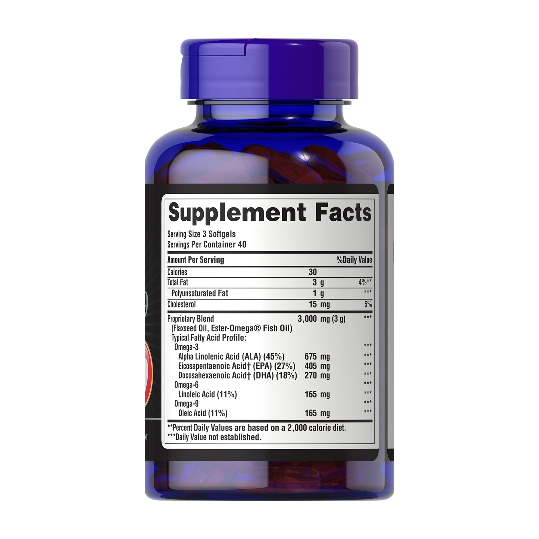 Triple Omega 3-6-9 Fish & Flax Oils - 120 softgels - Зображення 2