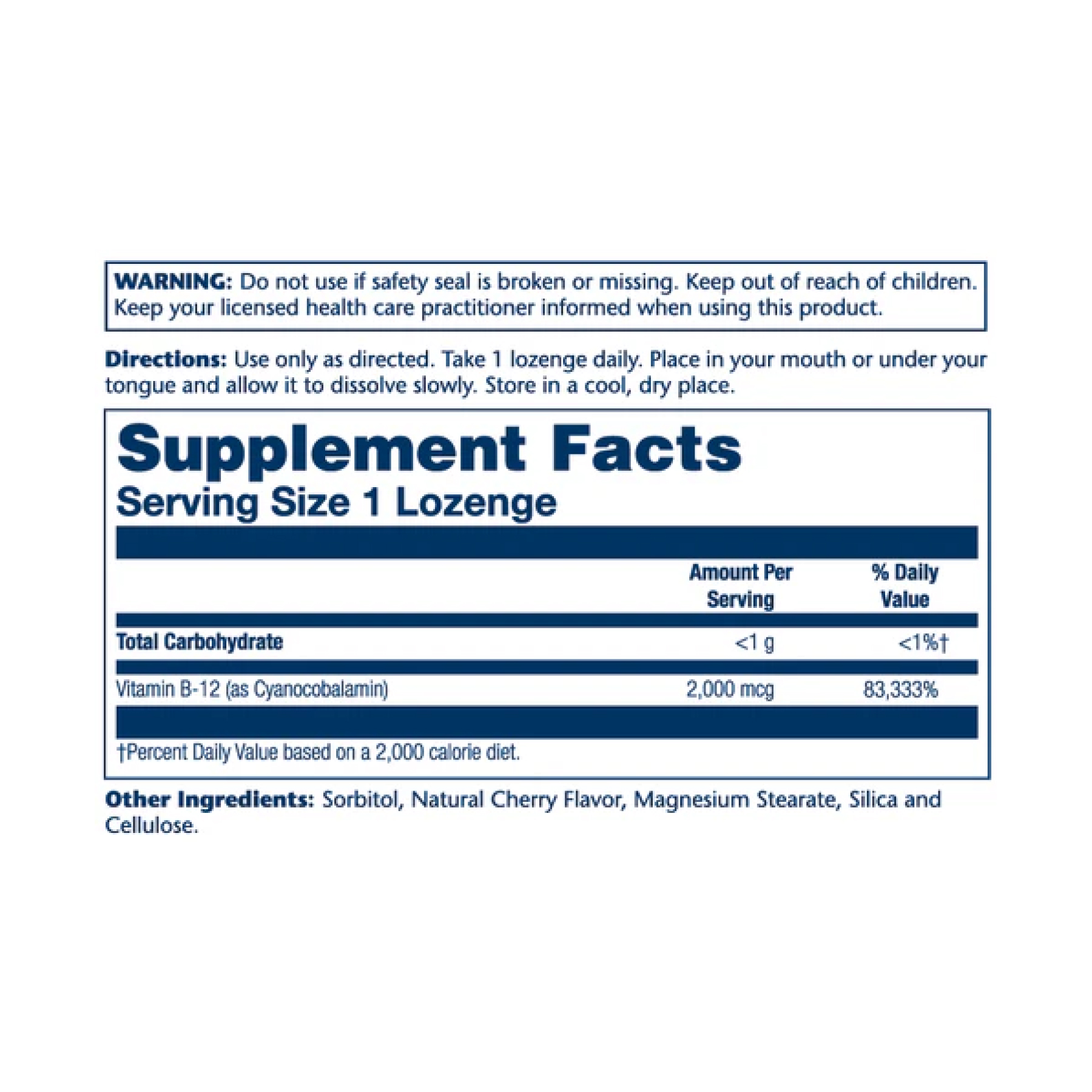 Vitamin B-12 2000mcg - 90 lozenges Natural Cherry - Зображення 2