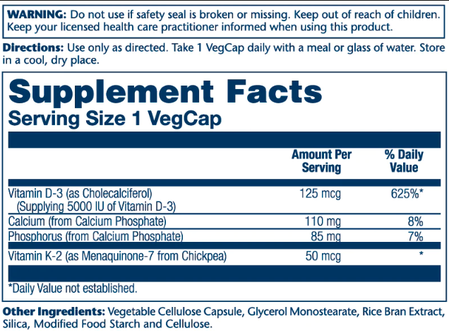 Vitamin D-3 & K-2 - 120 vcaps (Пошкоджена банка) - Зображення 2