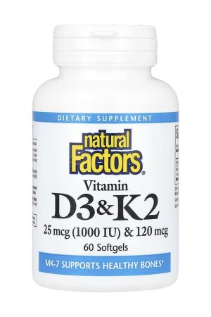 Vitamin D3 & K2 25 mcg (1000 IU) & 120 mcg - 60 softgels