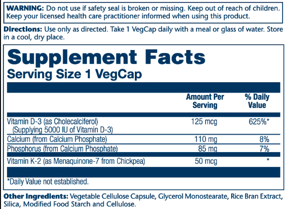 Vitamin D-3 & K-2 - 60 vcaps - Зображення 2