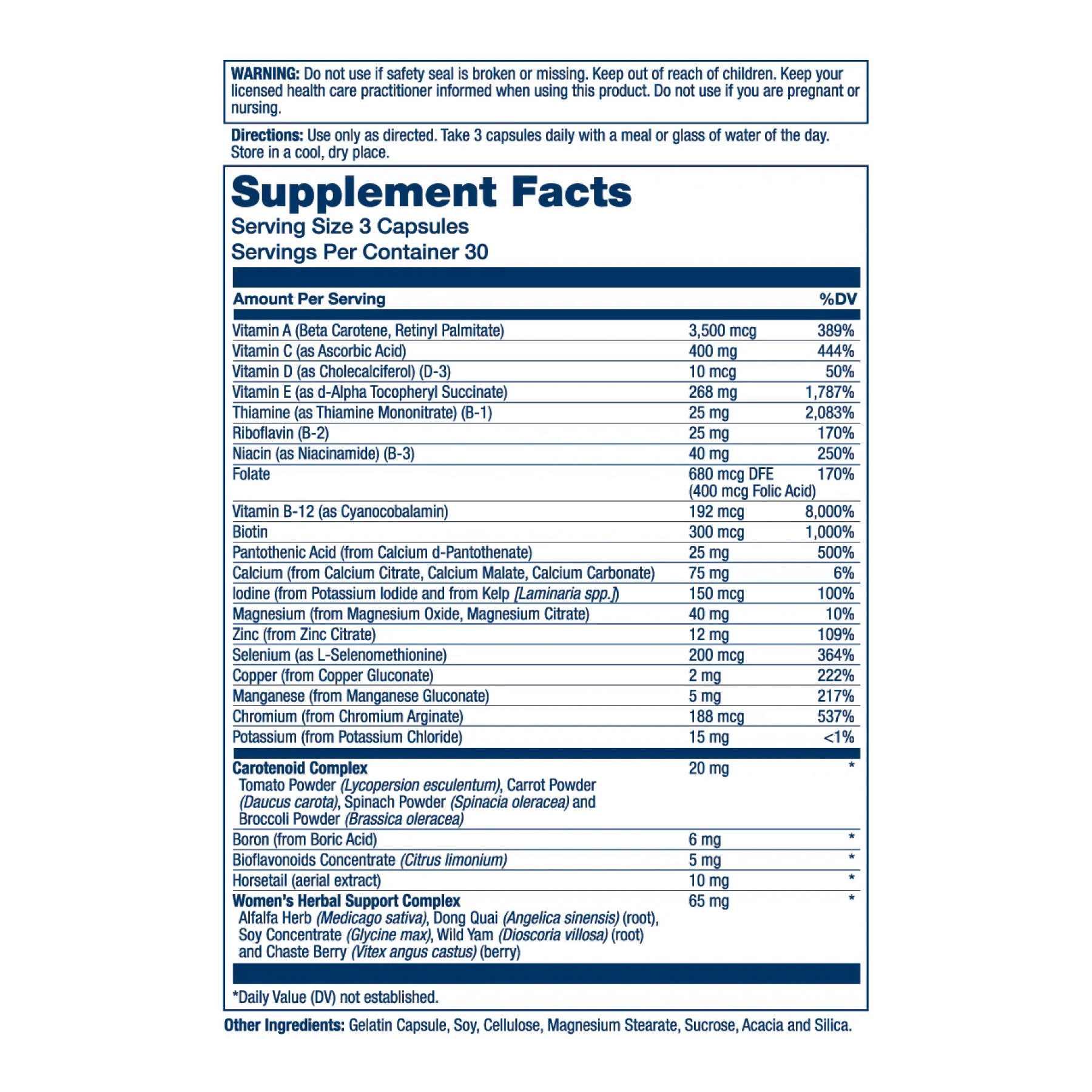 Women's Golden Multi-Vitamin - 90 vcaps (Пошкоджена етикетка) - Зображення 2