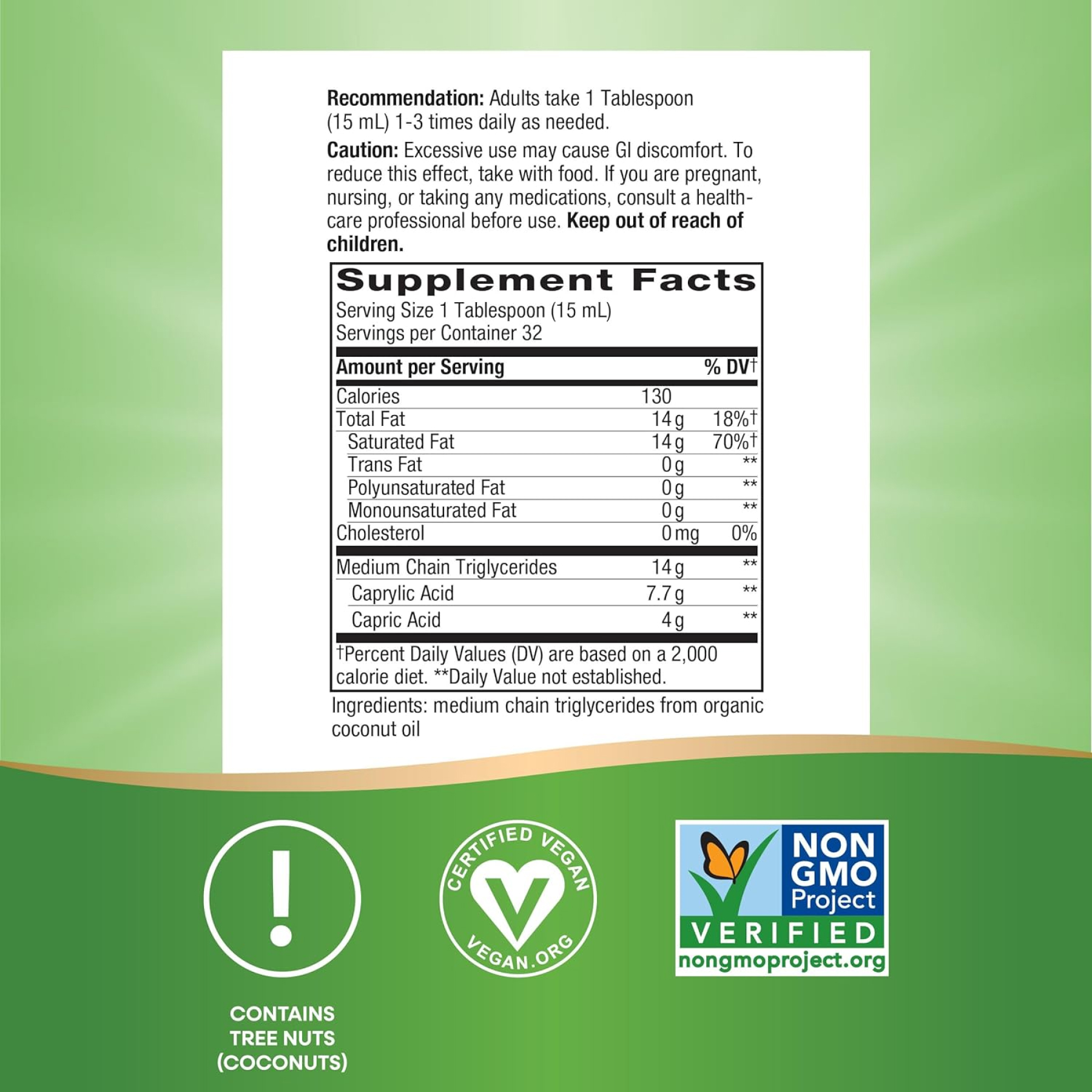 100% Organic MCT Oil - 16 oz (До 09.26) - Зображення 2