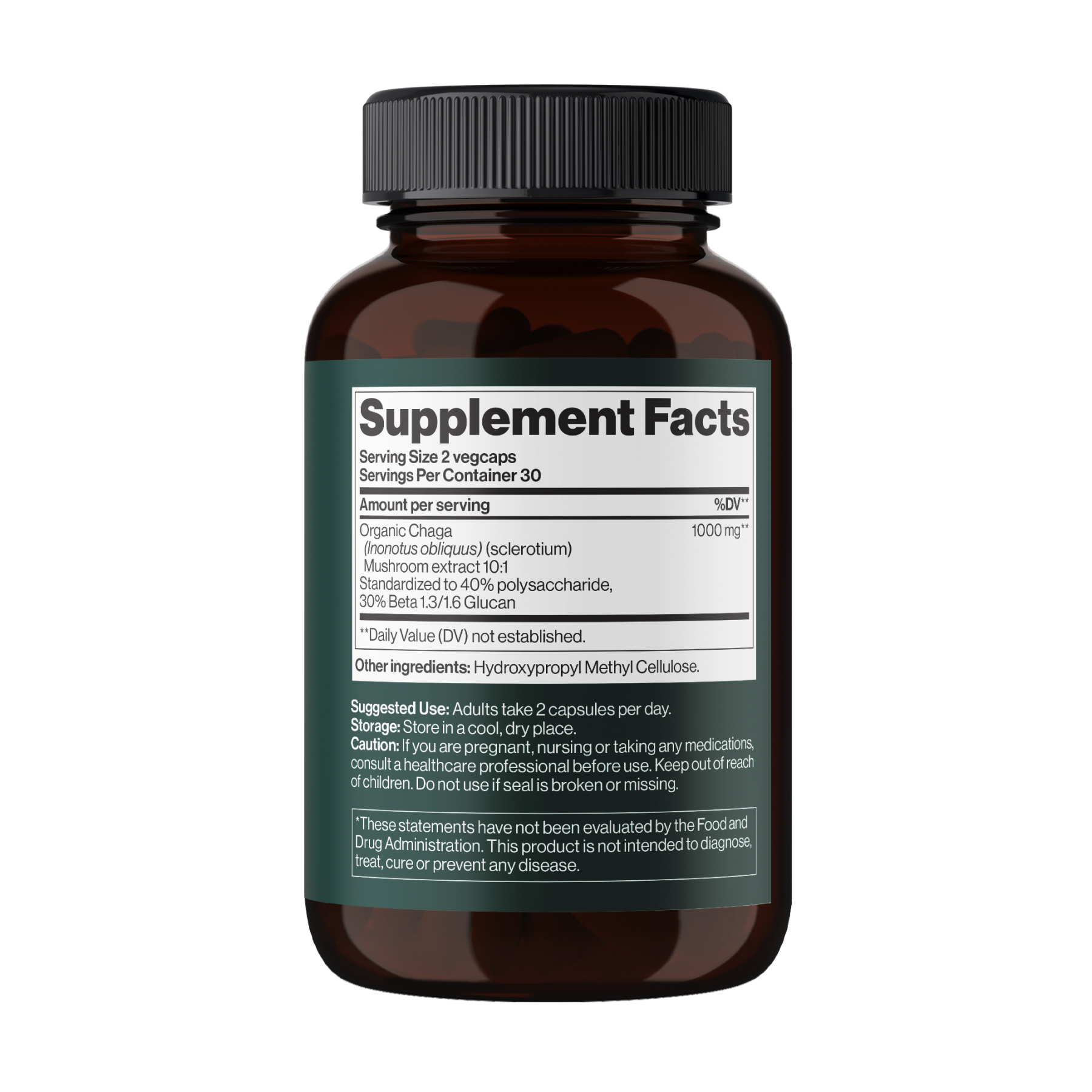 Chaga Mushroom 1000 mg - 60 vegcaps (Пошкоджена банка) - Зображення 2