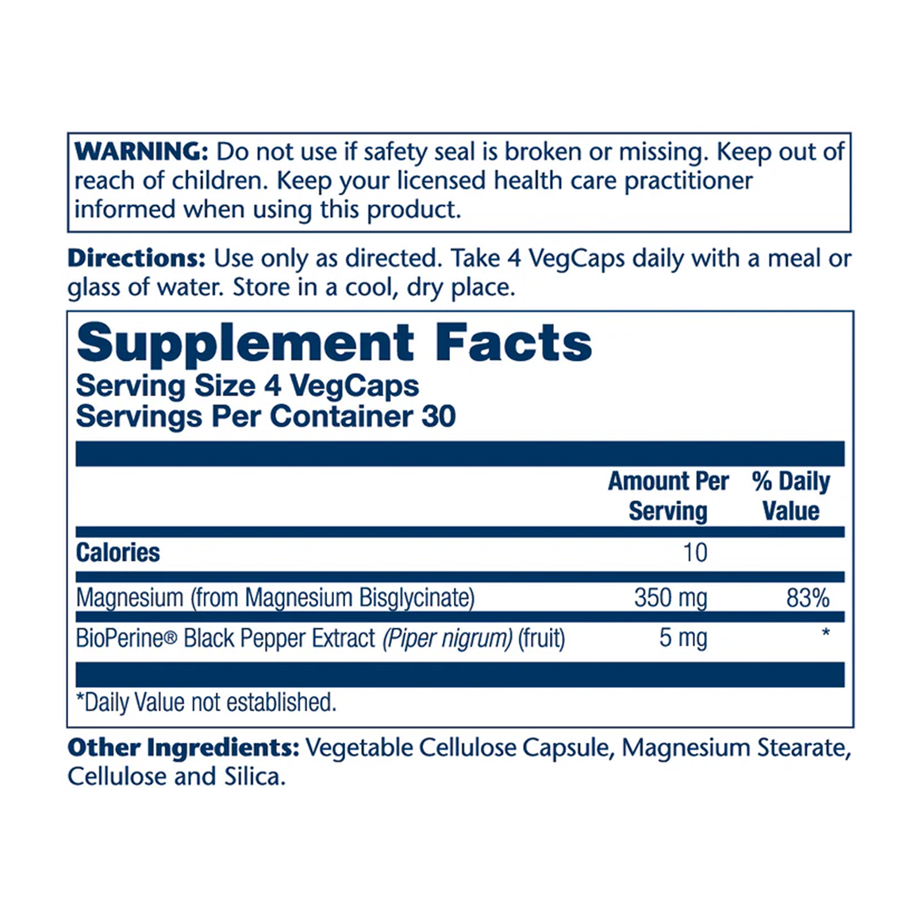 Magnesium Glycinate 350mg - 120 vcaps (Без етикетки) - Зображення 2