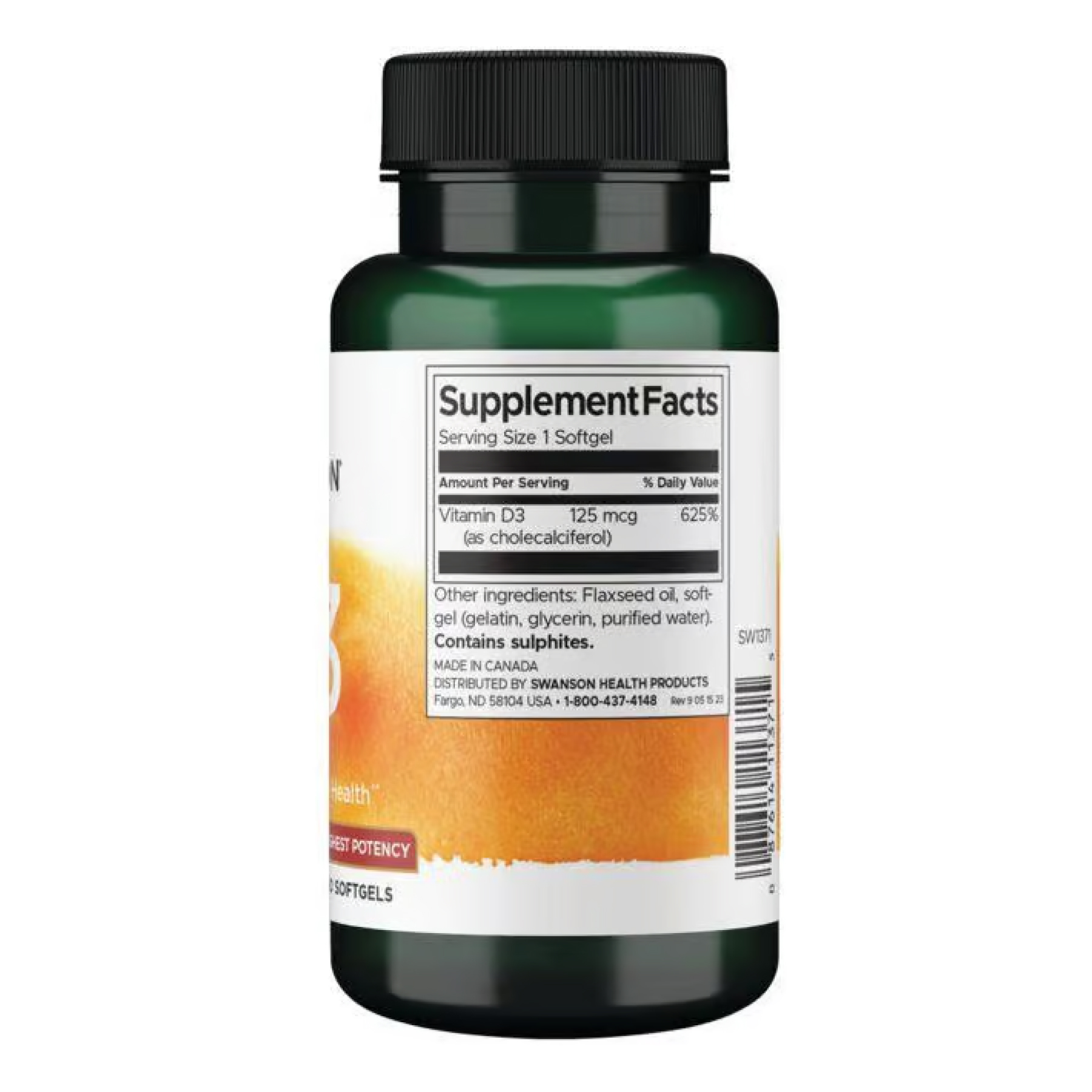 Vitamin D3 Highest Potency 5,000 IU (125 mcg) - 250 sgels (Пошкоджена етикетка) - Зображення 2