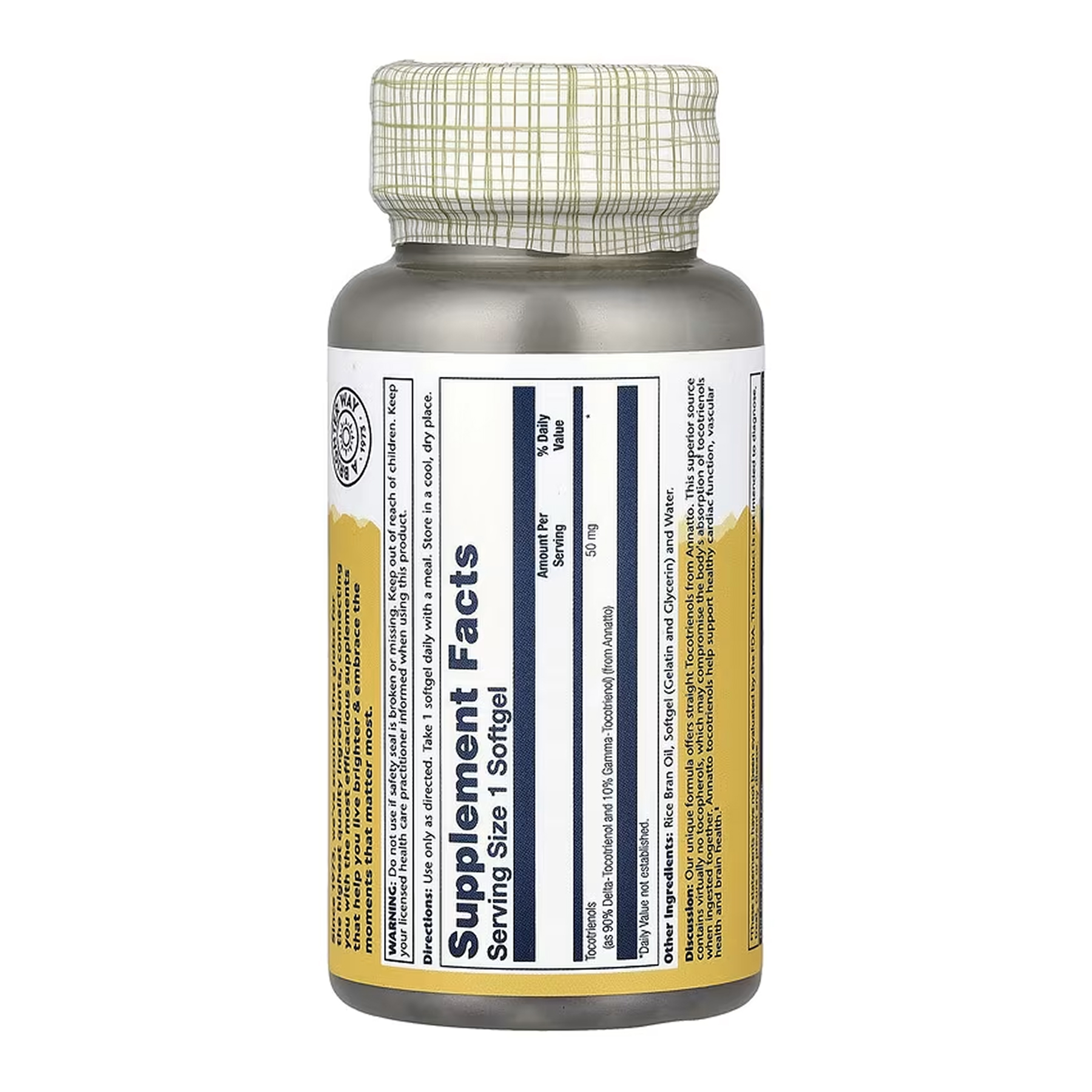 Vitamin E Tocotrienols, Annatto 50mg - 60 softgels (До 10.26) - Зображення 2