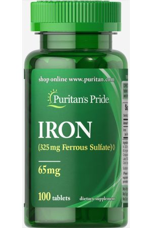 Iron Ferrous Sulfate 65 mg - 100 Tablets