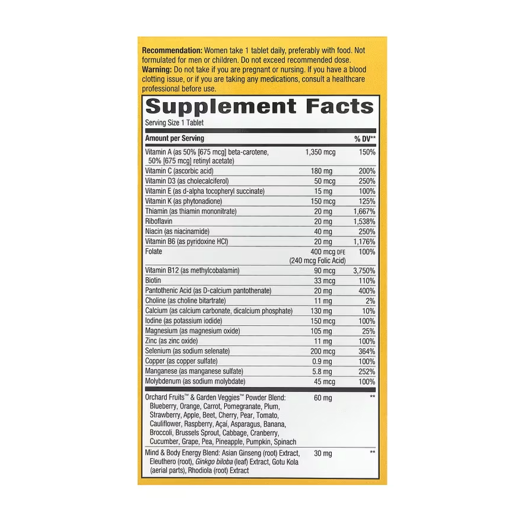 Once Daily Women 50+ Ultra Multivitamin- 60 tabs (Пошкоджена банка) - Зображення 2