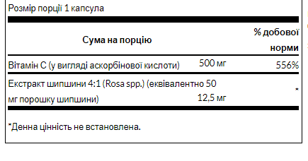 Vitamin C with Rose Hips 500 mg - 100 caps (До 12.26) - Зображення 2