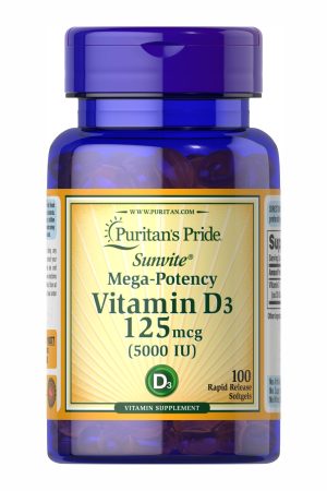 Vitamin D-3 125mcg (5000 IU) Sunvite Mega Potency - 100 tabs (Пошкоджена банка)