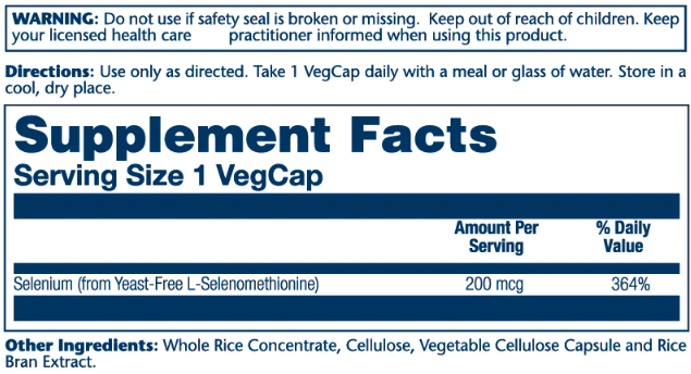 Selenium Yeast Free 200mcg - 90 vcaps (Без етикетки) - Зображення 2